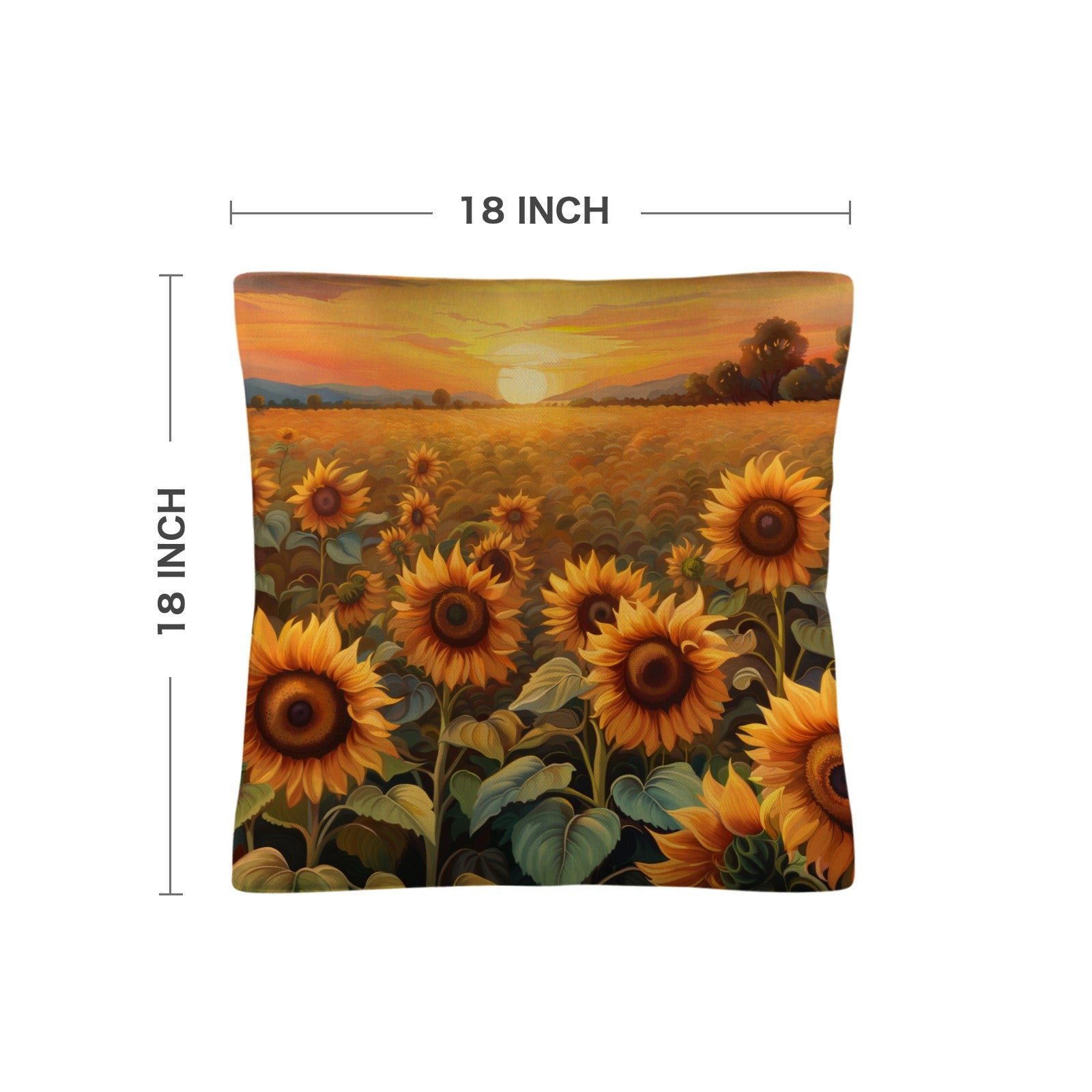 Sunflower Field Throw Pillow Case Made in America