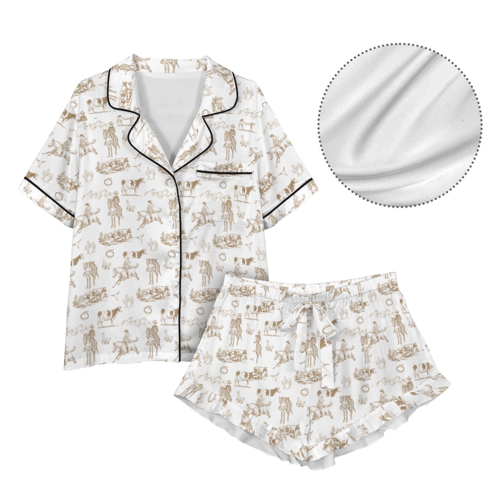 Ranch Life Western Satin Western Pajama Set