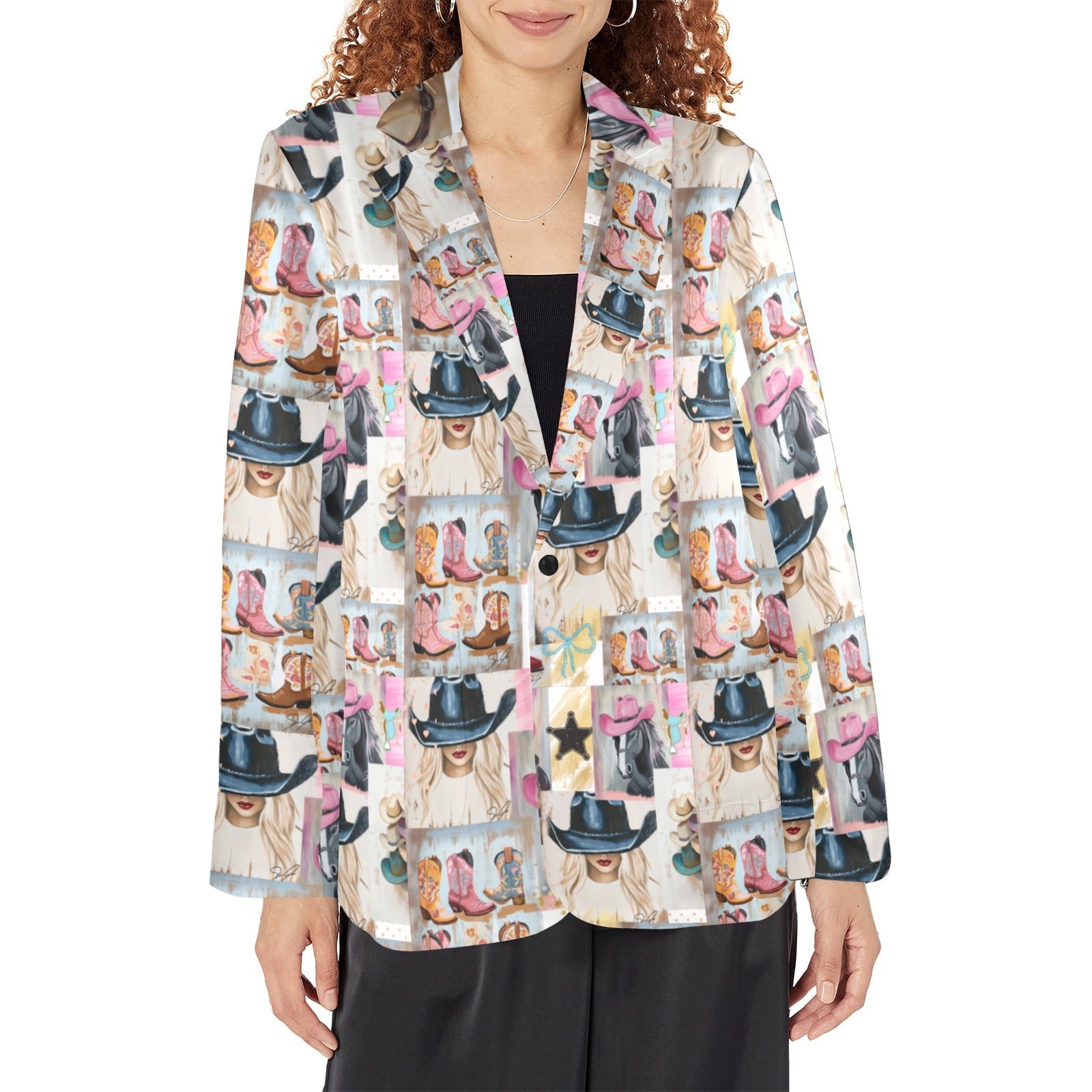 Danilo Painted Cowgirl Collage Western Blazer
