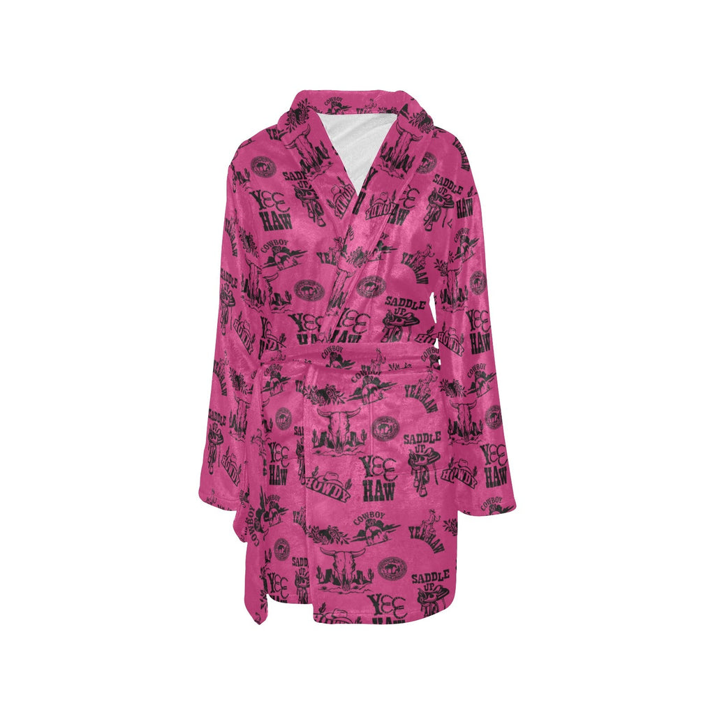 Pink Cowboy Print Western Bath Robe