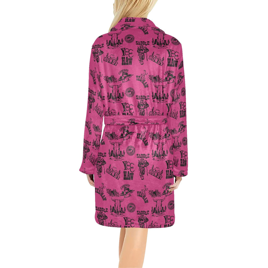Pink Cowboy Print Western Bath Robe