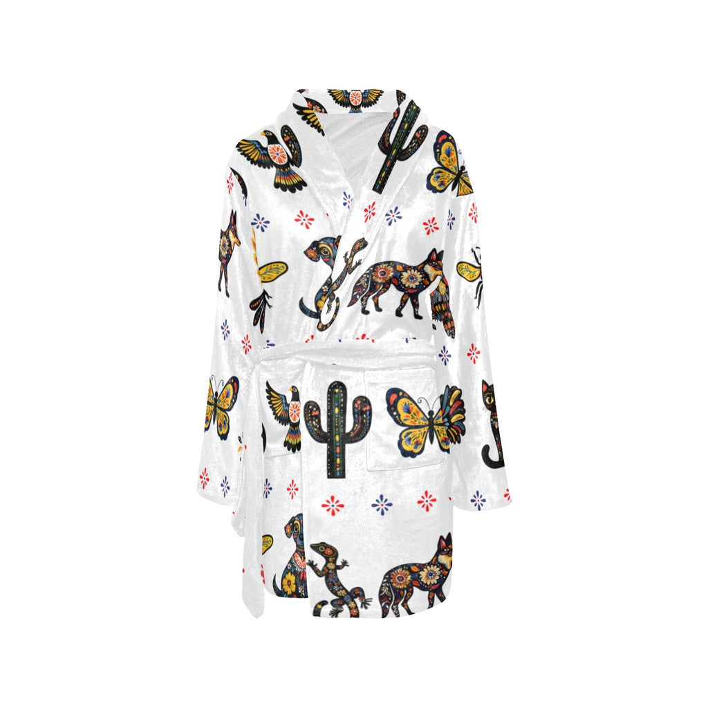 Colores De Mexico Talavera Floral Animals Robe
