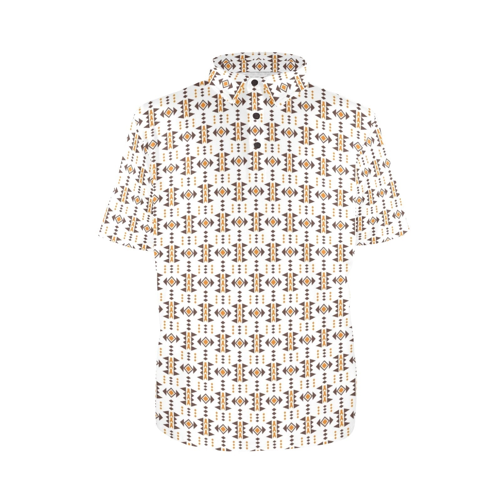White Aztec Men's Polo Style Shirt