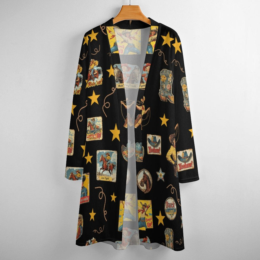 Vintage Cowgirl Collage Western Lightweight Cardigan
