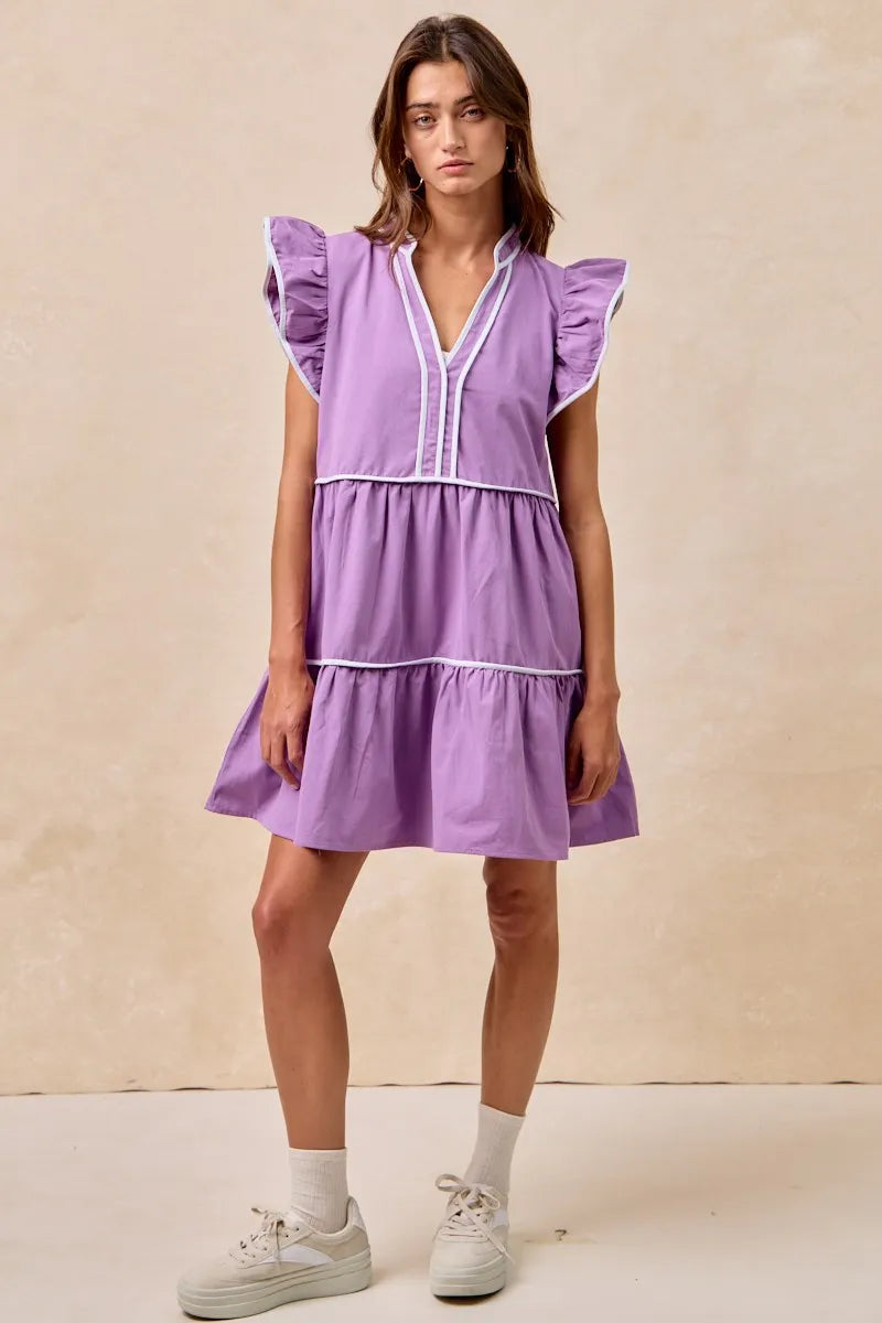 Garden Naked BiBi Gameday Theme Contrast Binding Ruffled Dress