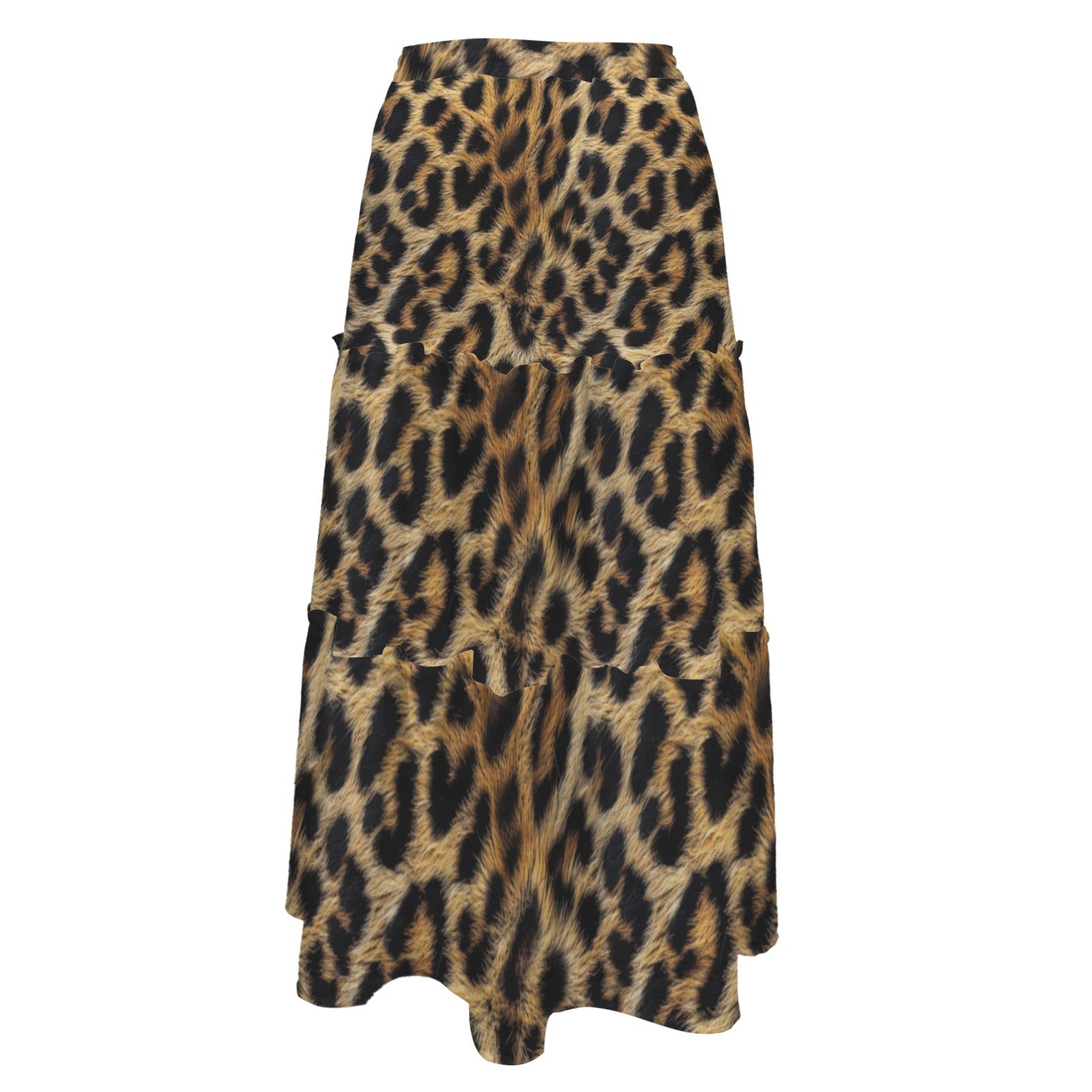Baha Ranch Retro Pop Western Leopard Print Maxi Prairie Skirt