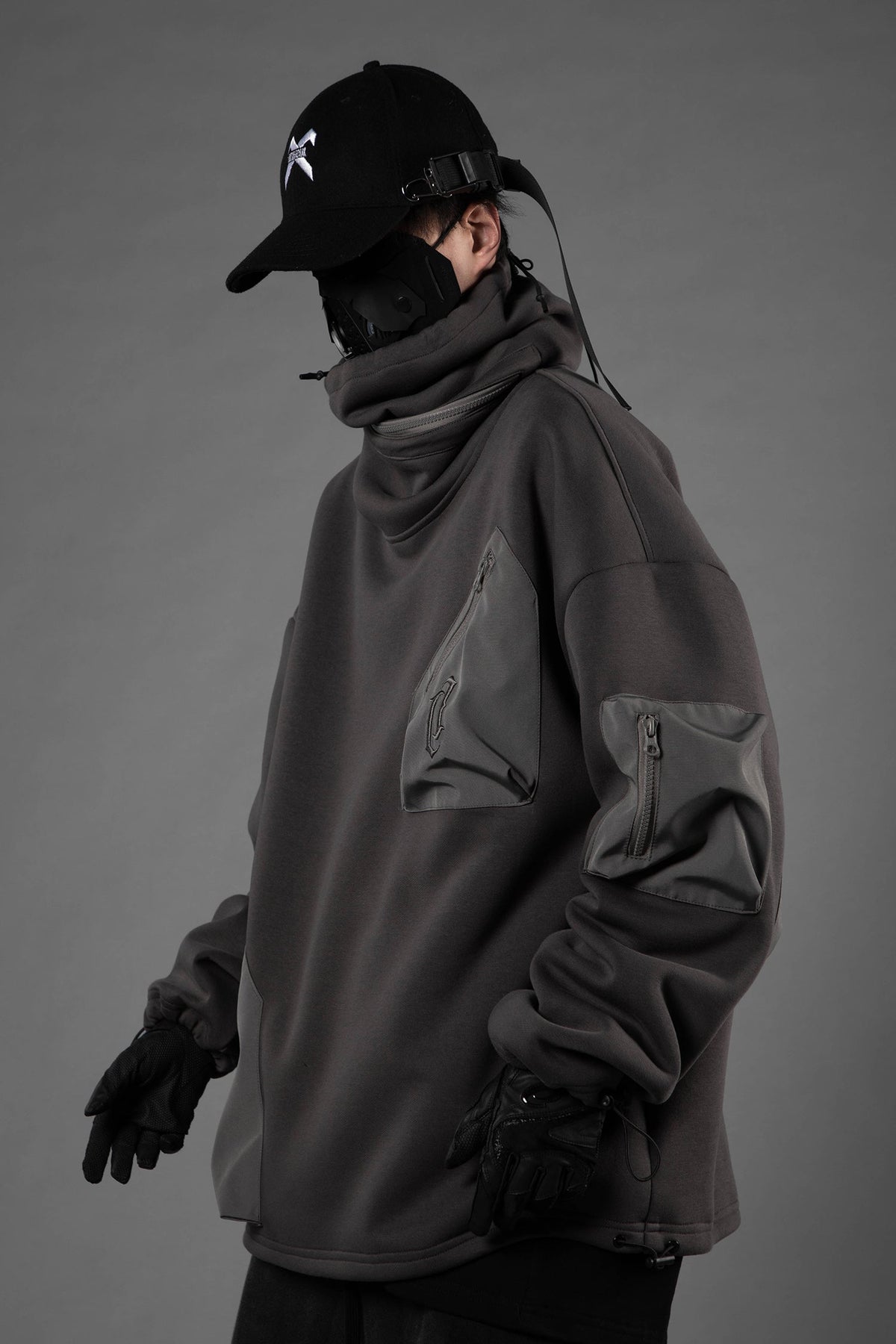HiH33 Grey Utility Hoodie