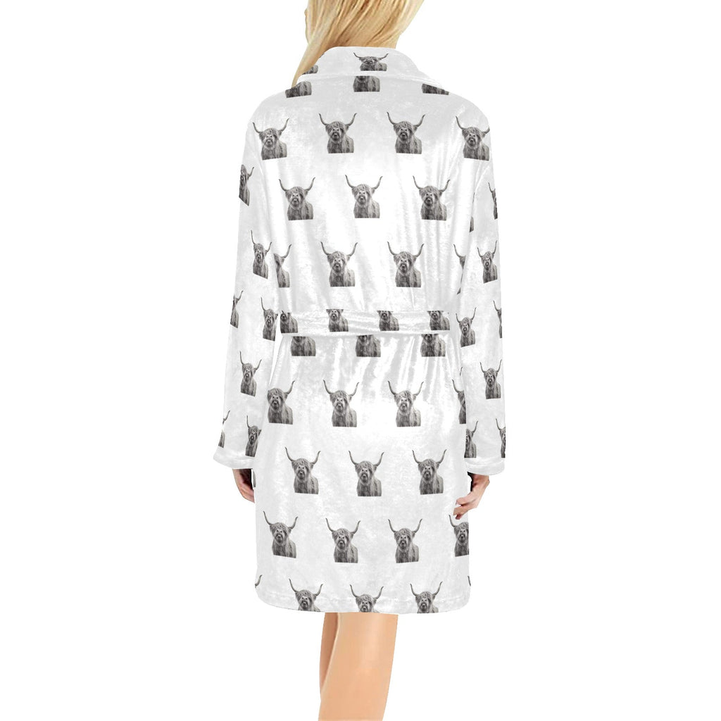 Silly Highland Cow Women's Western Bath Robe