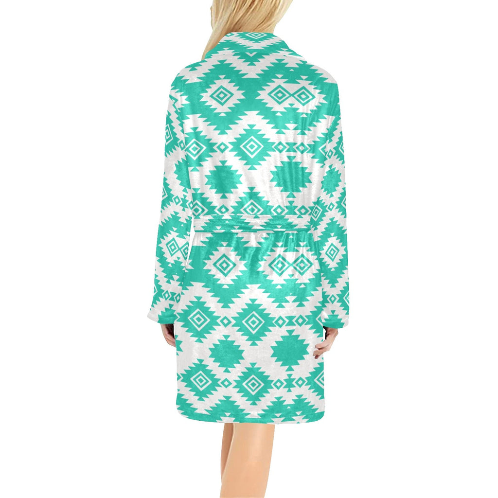 Turquoise Aztec Women's Western Bath Robe