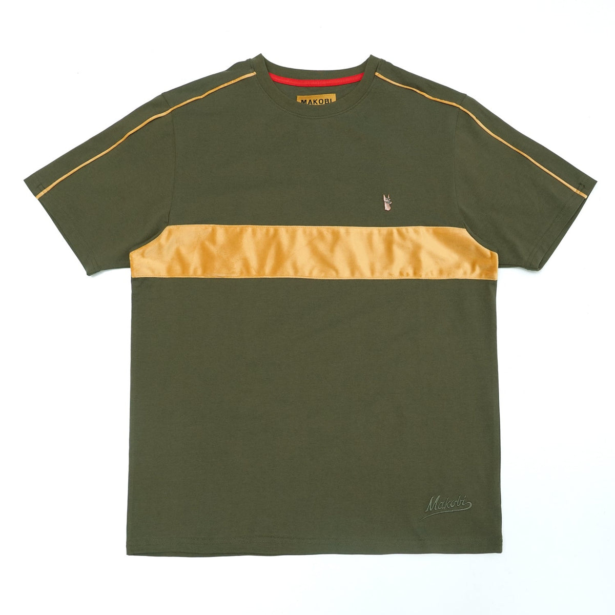 Makobi Core Tee w/ Contrast Velvet in Olive, product photo
