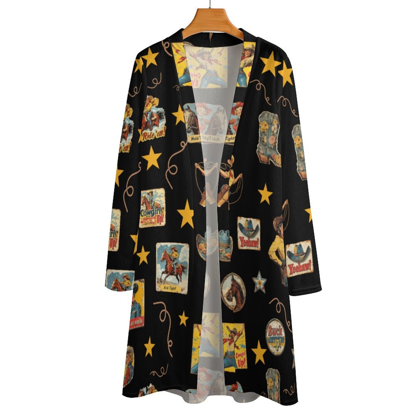 Vintage Cowgirl Collage Western Lightweight Cardigan