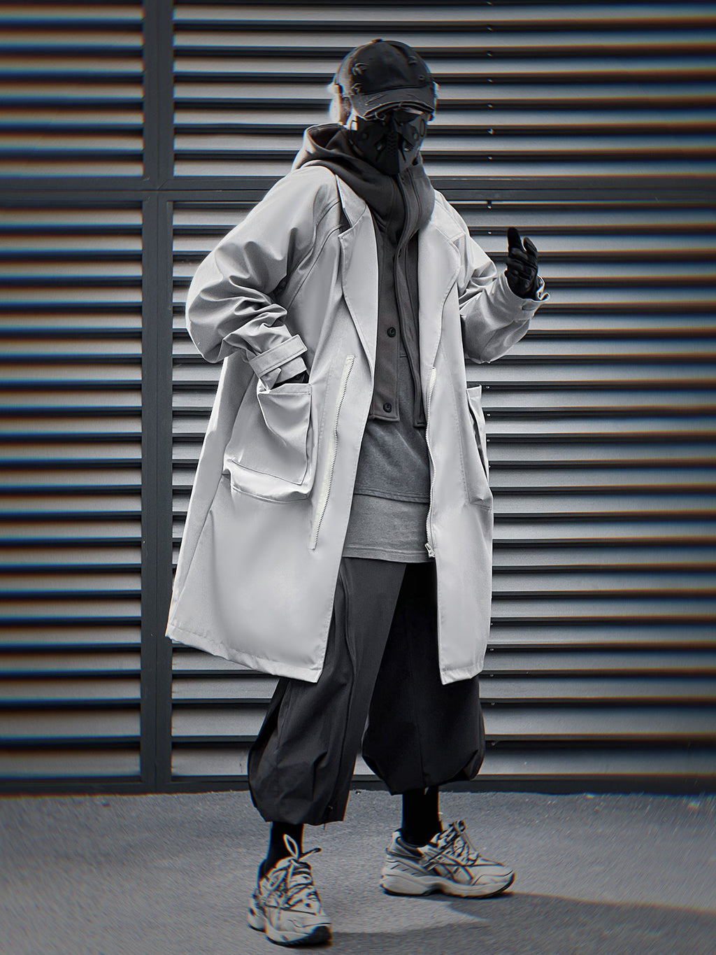HiJ36 Grey Urban Trench Coat
