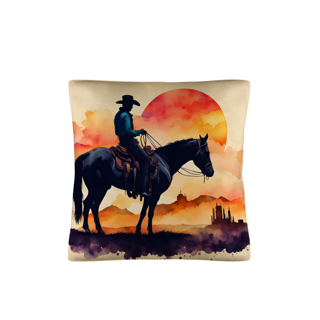 Watercolor Desert Cowboy Throw Pillow Case Made in America