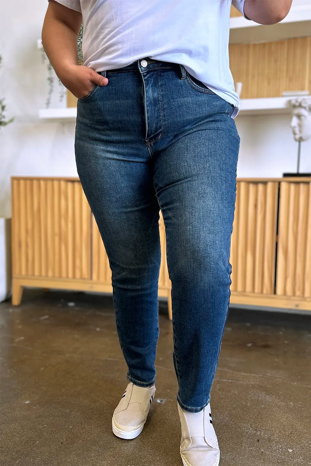 Garden Naked Judy Blue Full Size Tummy Control High Waist Slim Jeans