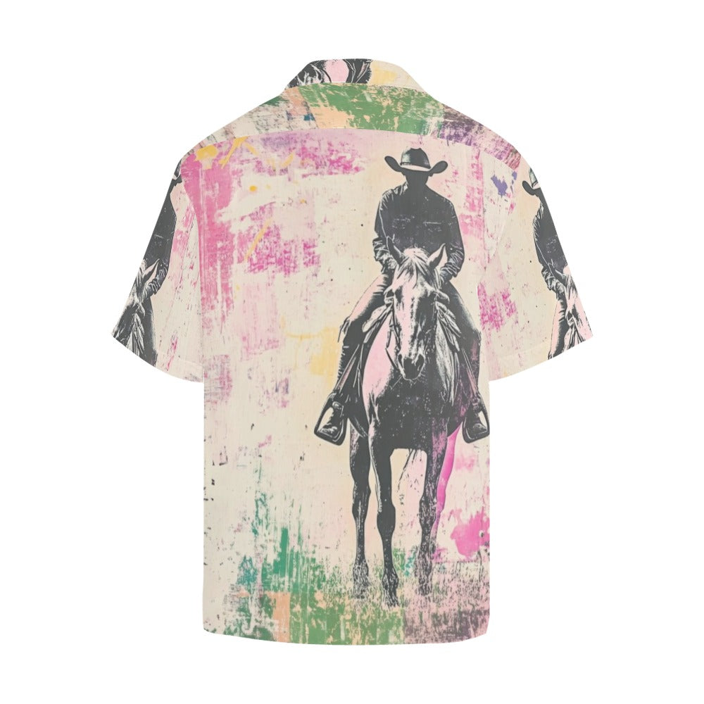 Baha Ranch Retro Pop Western Trail Ride Men's Camp Shirt