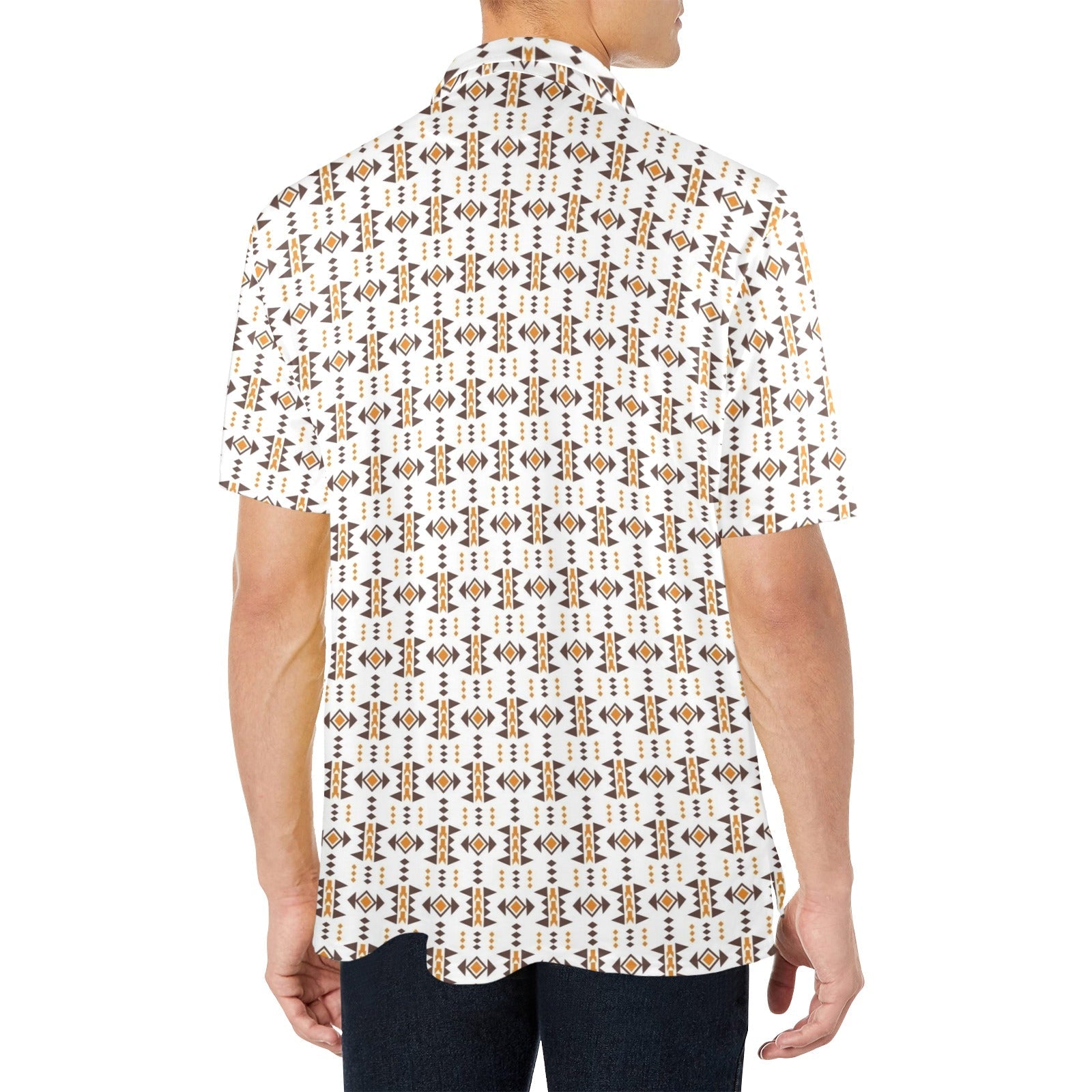 White Aztec Men's Polo Style Shirt