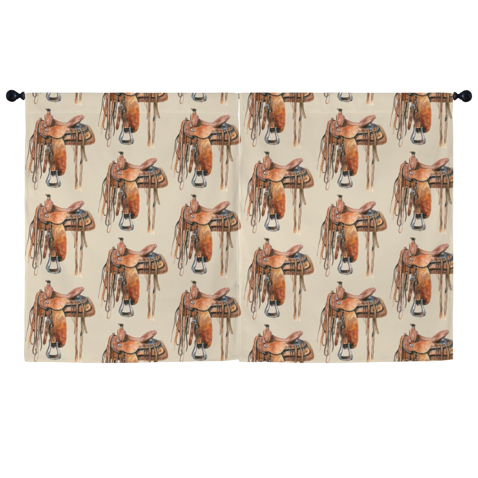 Saddle Print Window Curtain Drapes 52"x63" Made in America