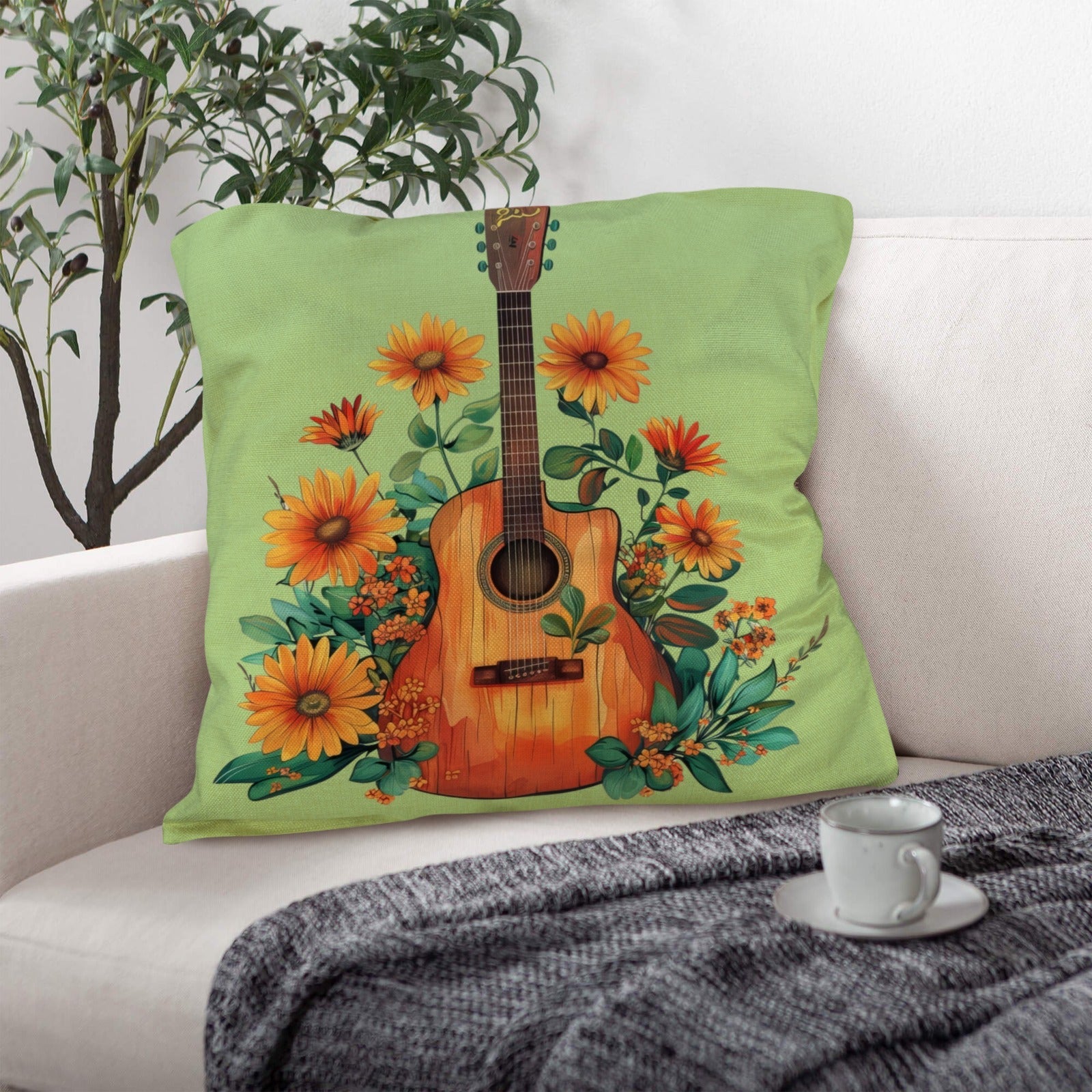 Retro Guitar Pillow Case Made in America