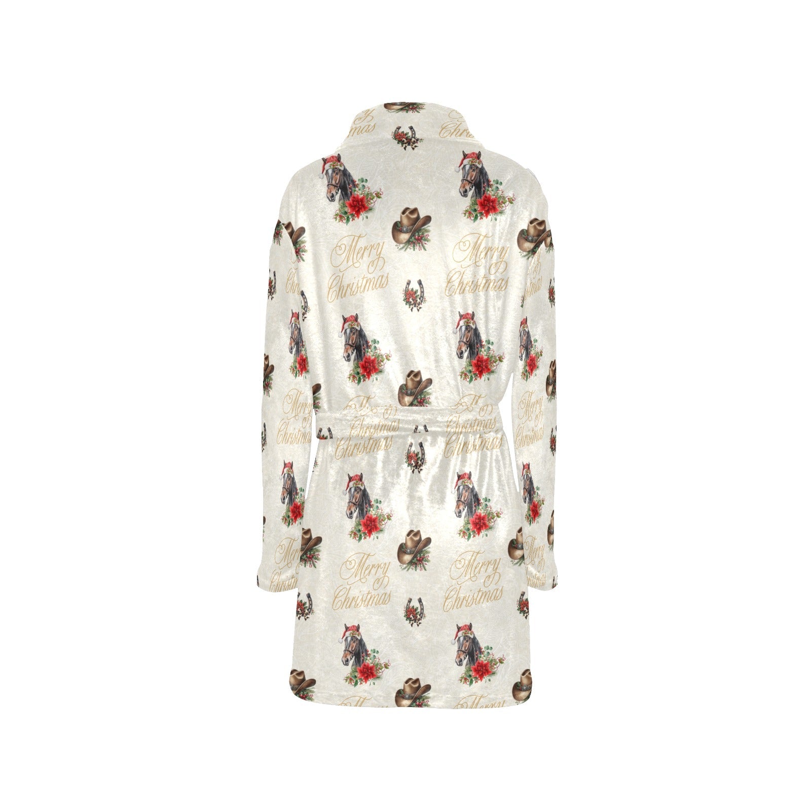 Christmas Horses Western Fleece Bathrobe