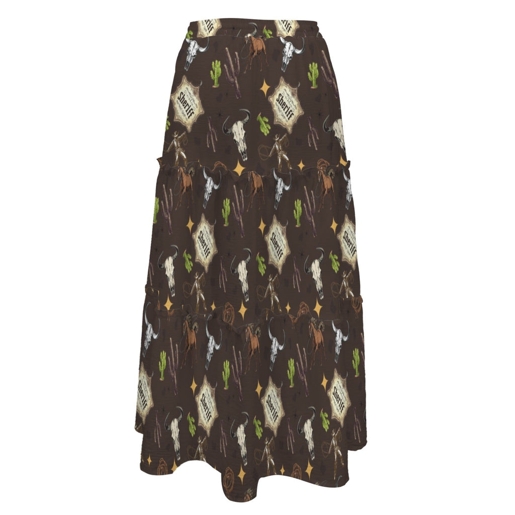 Western Symbols Tiered Prairie Maxi Skirt