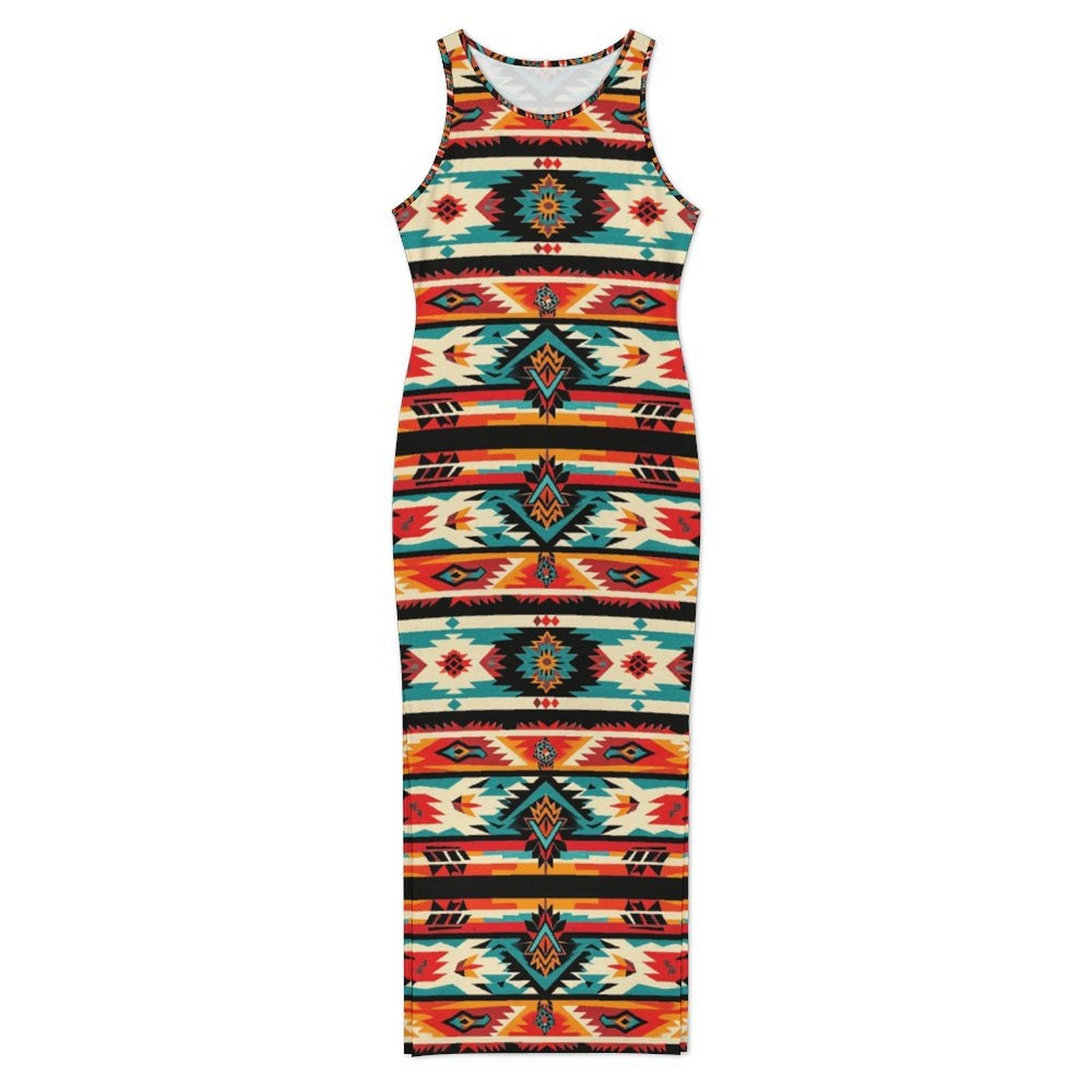 Santa Fe Sleeveless Bodycon Side Slit Western Maxi Long Dress