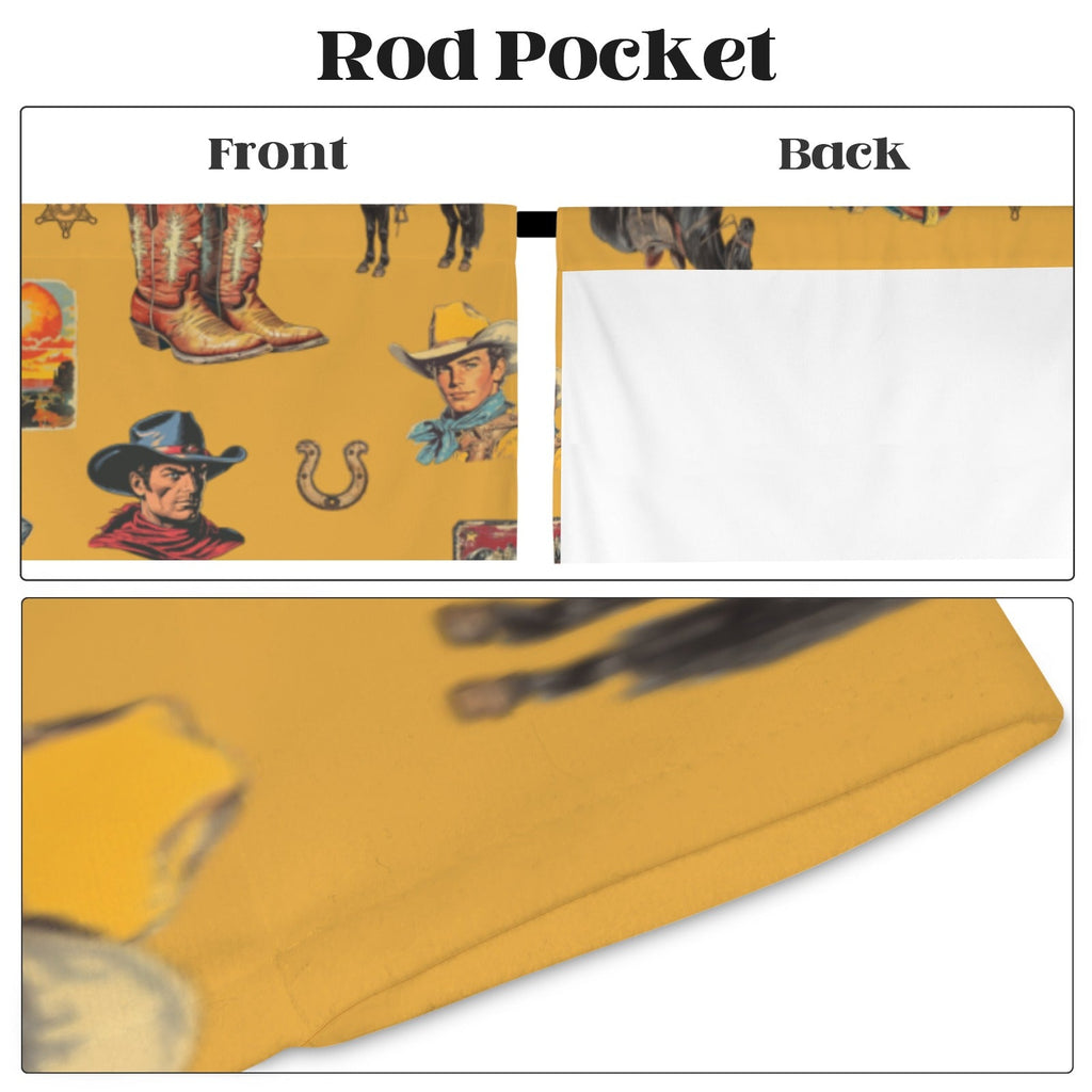 Vintage Cowboy Collage Western Curtains 52" x 63" Made in America