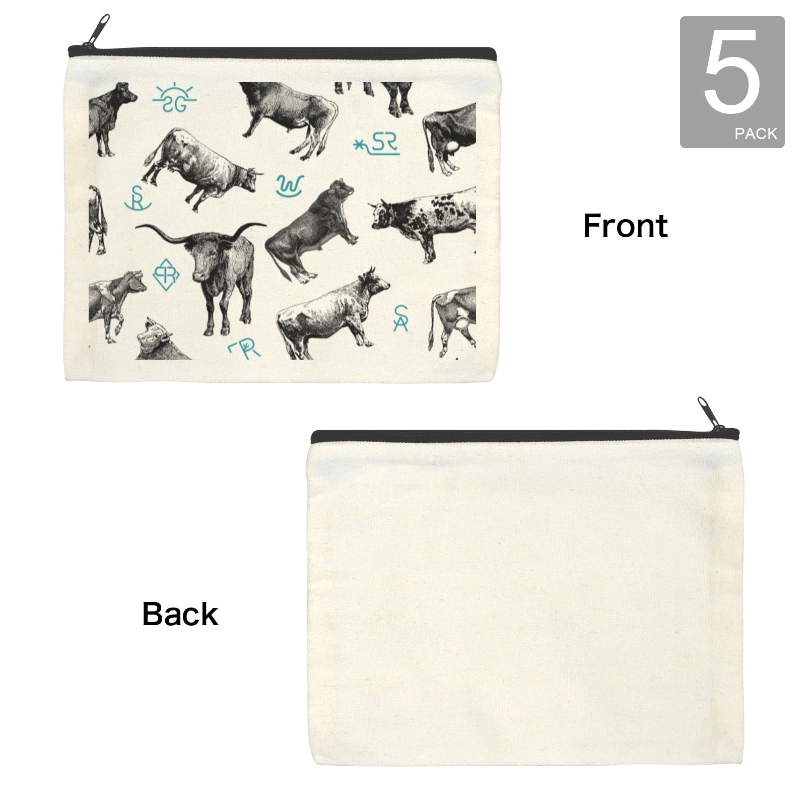 Cattle Brands Cosmetic Bag Pack of 5 Made in America