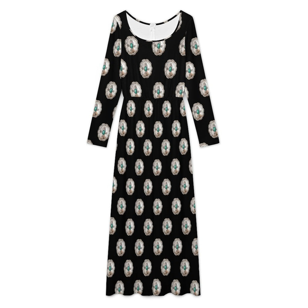 Turquoise Silver Concho Long Sleeve Jumpsuit