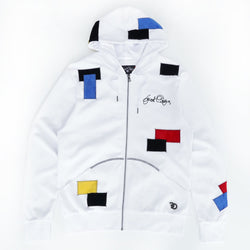 Makobi F5715 Frost Patchwork Zip Up Hoodie in White, front view
