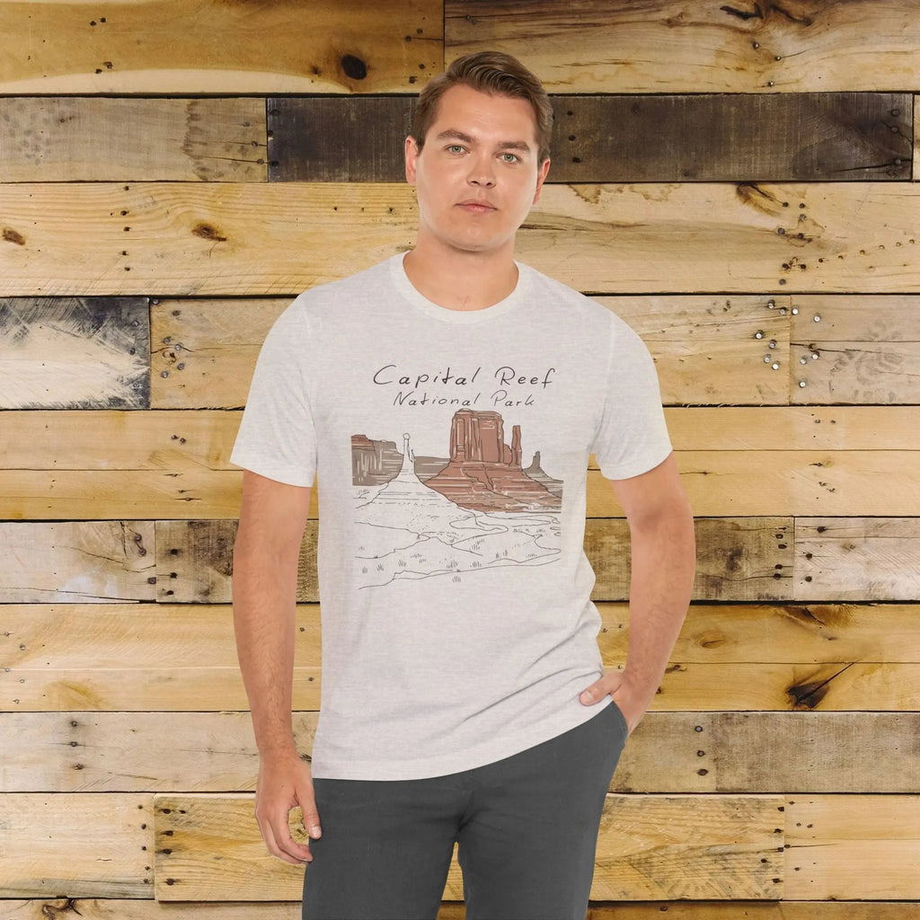 Capitol Reef National Park Unisex Fit Soft T-Shirt Line Art