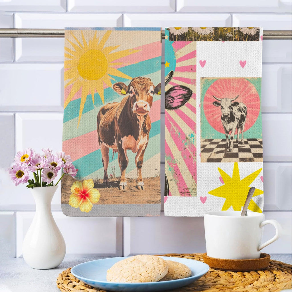 Baha Ranch Set of 2 For The love of cows Kitchen Towels Made in America
