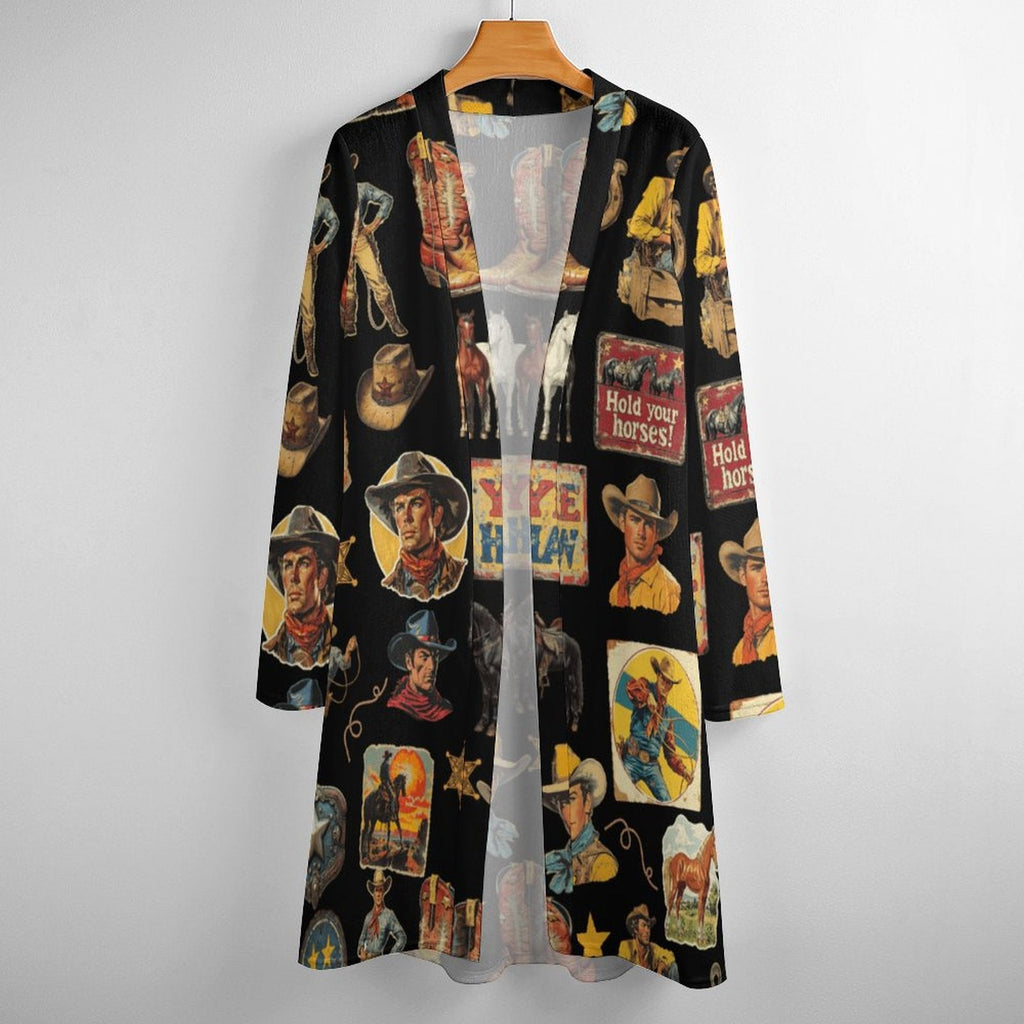 Vintage Cowboy Collage Western Lightweight Cardigan