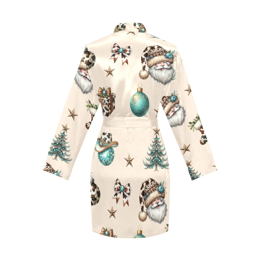 Baha Ranch Country Cow Print Christmas Western Cowgirl Satin Robe