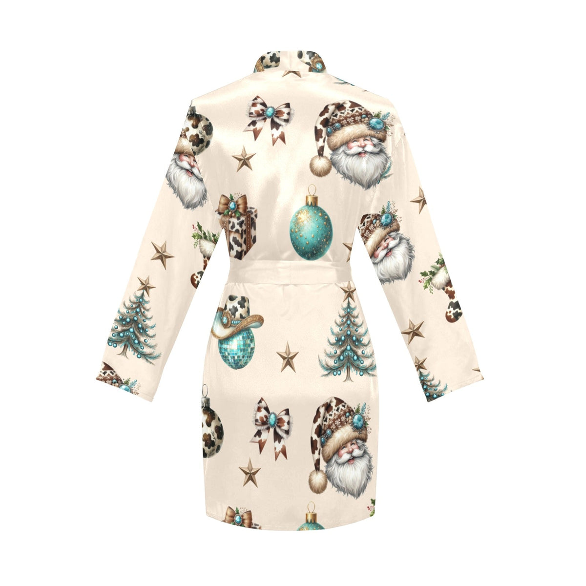 Baha Ranch Country Cow Print Christmas Western Cowgirl Satin Robe