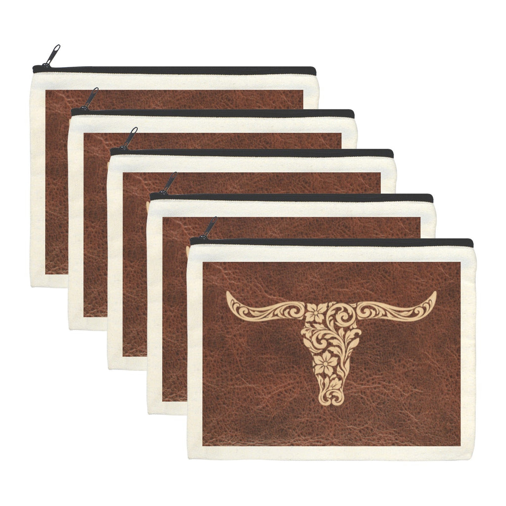 Tooled Longhorn Set of 5 bags Cosmetic Bag Made in America