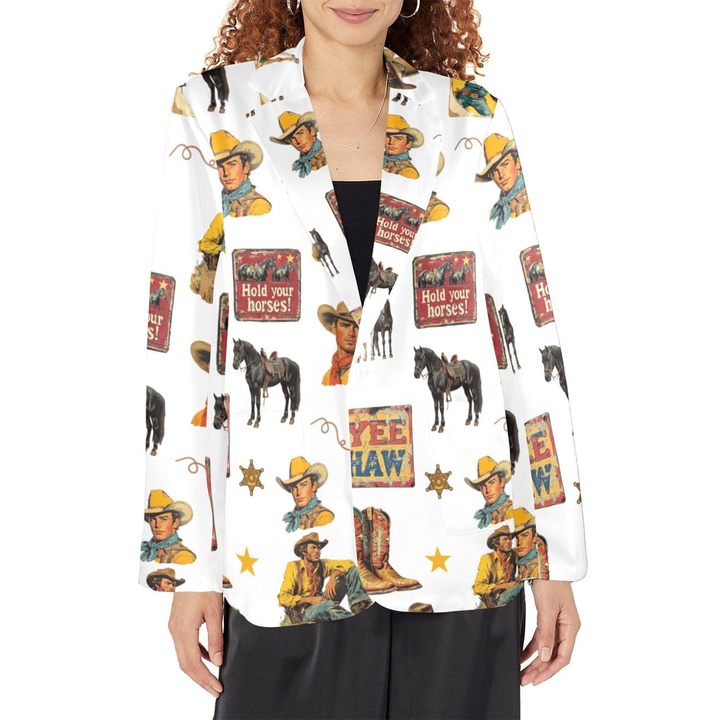 Vintage Cowboy Collage Western Women's Blazer