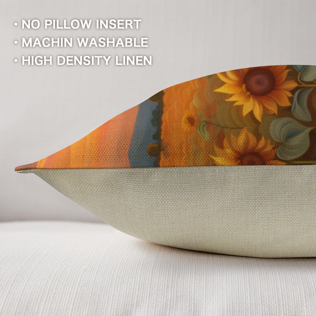 Sunflower Field Throw Pillow Case Made in America