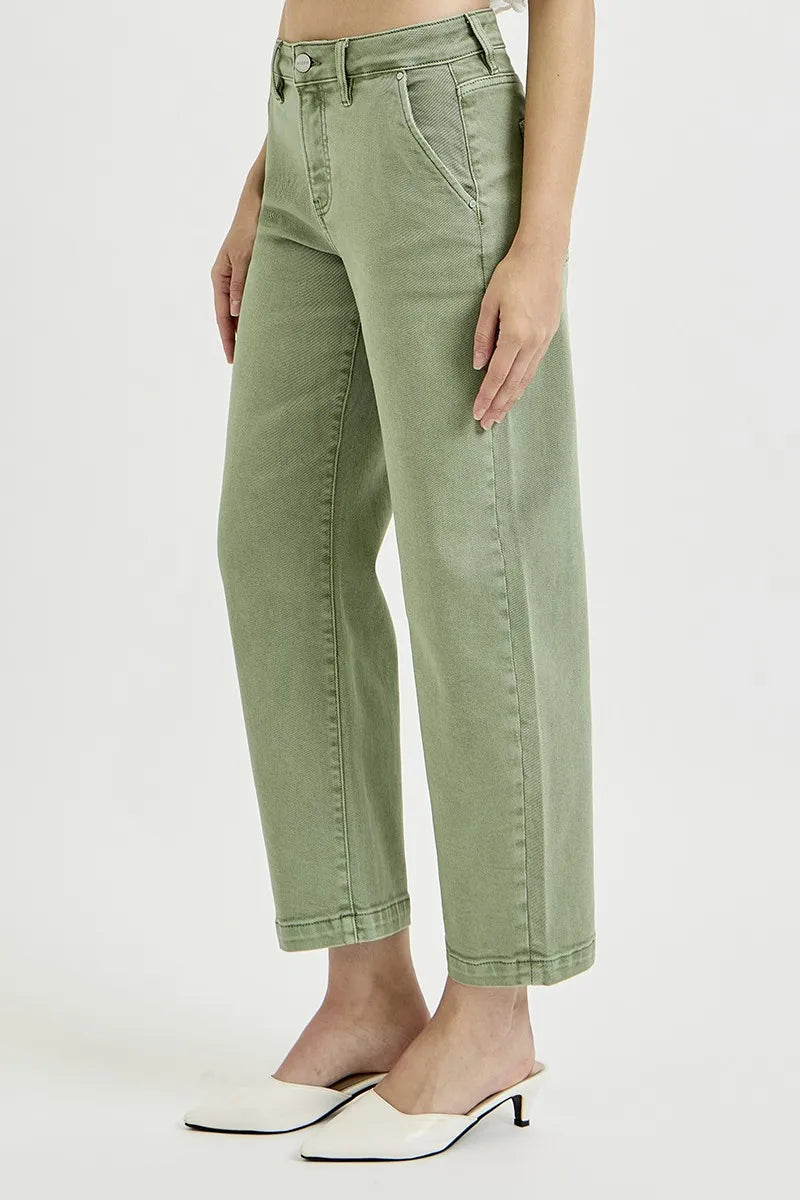 Garden Naked RISEN Full Size Tummy Control High Rise Crop Barrel Jeans Plus Size