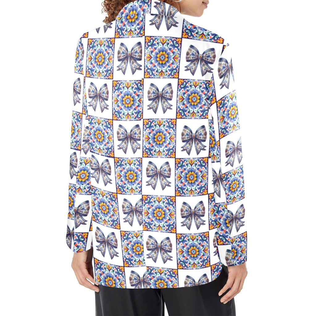 Blue Bow Talavera Floral Blazer