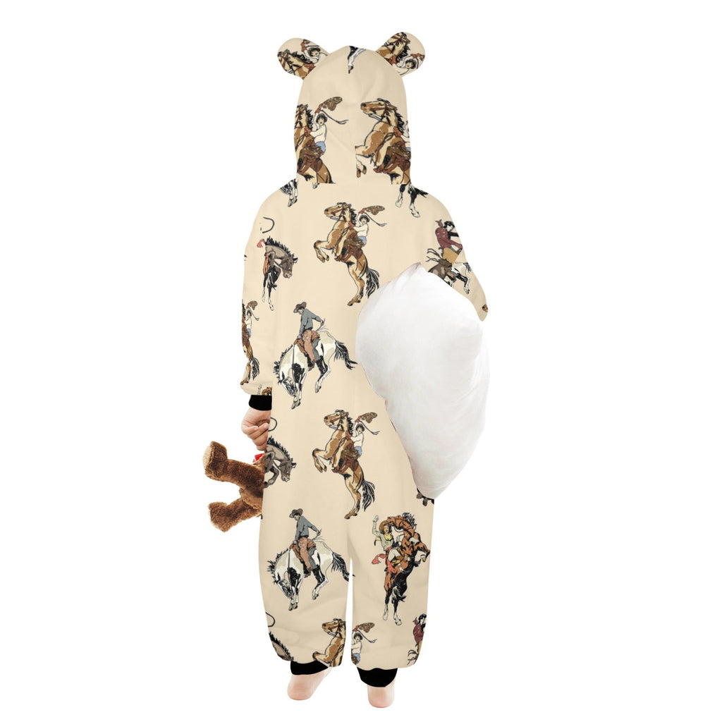 Vintage Cowgirl Little Kid Onesie Hooded Pajamas