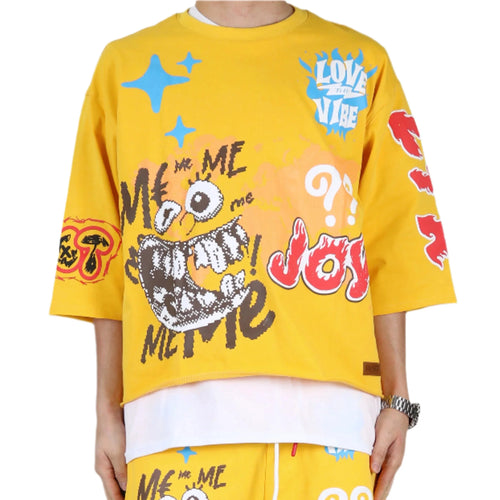 MERTI SN/ Jersey 3/4 Sleeve Crop Top Tee