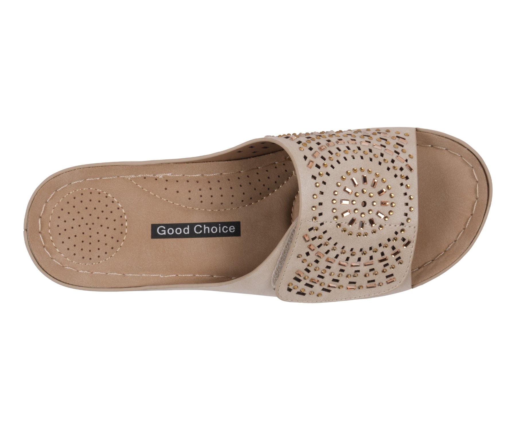 Women's Adrina Embellished Velcro Natural Wedge Sandals