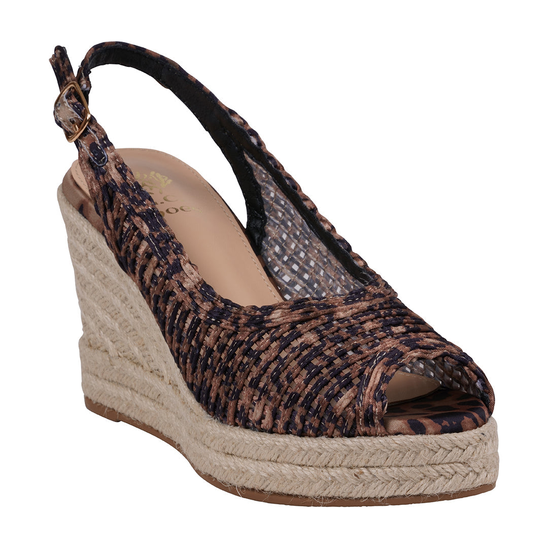 Women's Amira Leopard Woven Espadrille Wedge Sandals