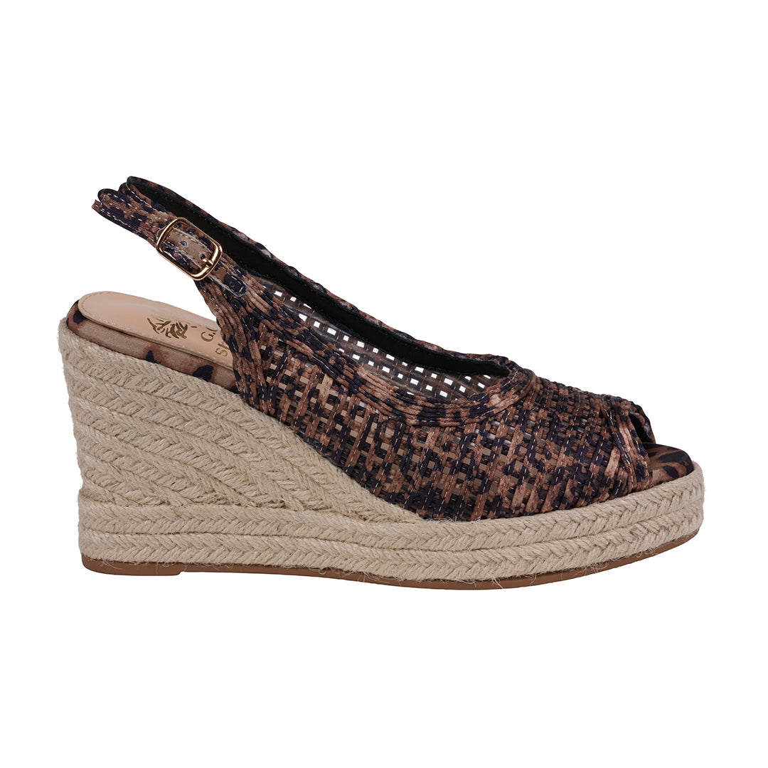 Women's Amira Leopard Woven Espadrille Wedge Sandals