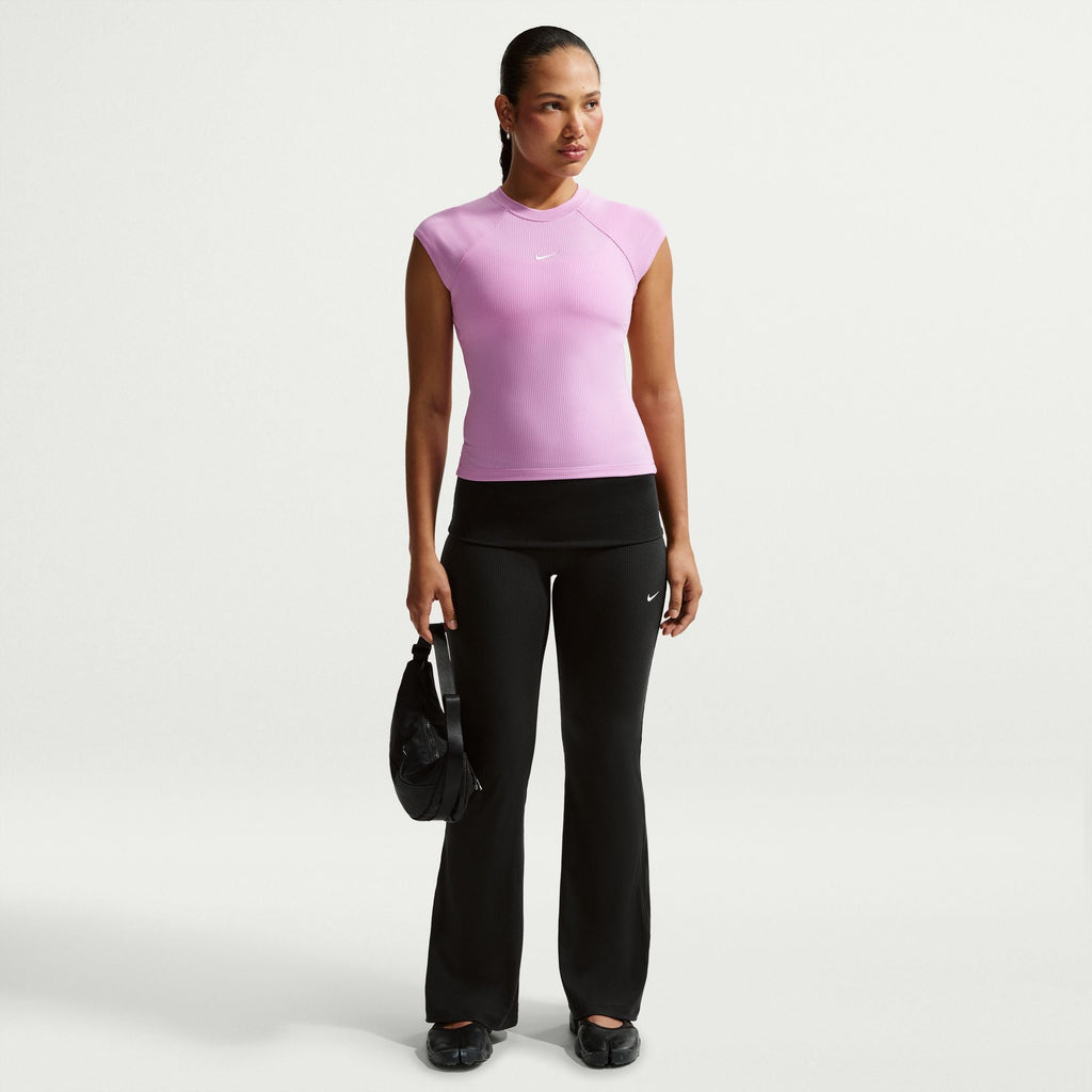 Nike Womens Chill Knit Tight Ribbed Pants - Black