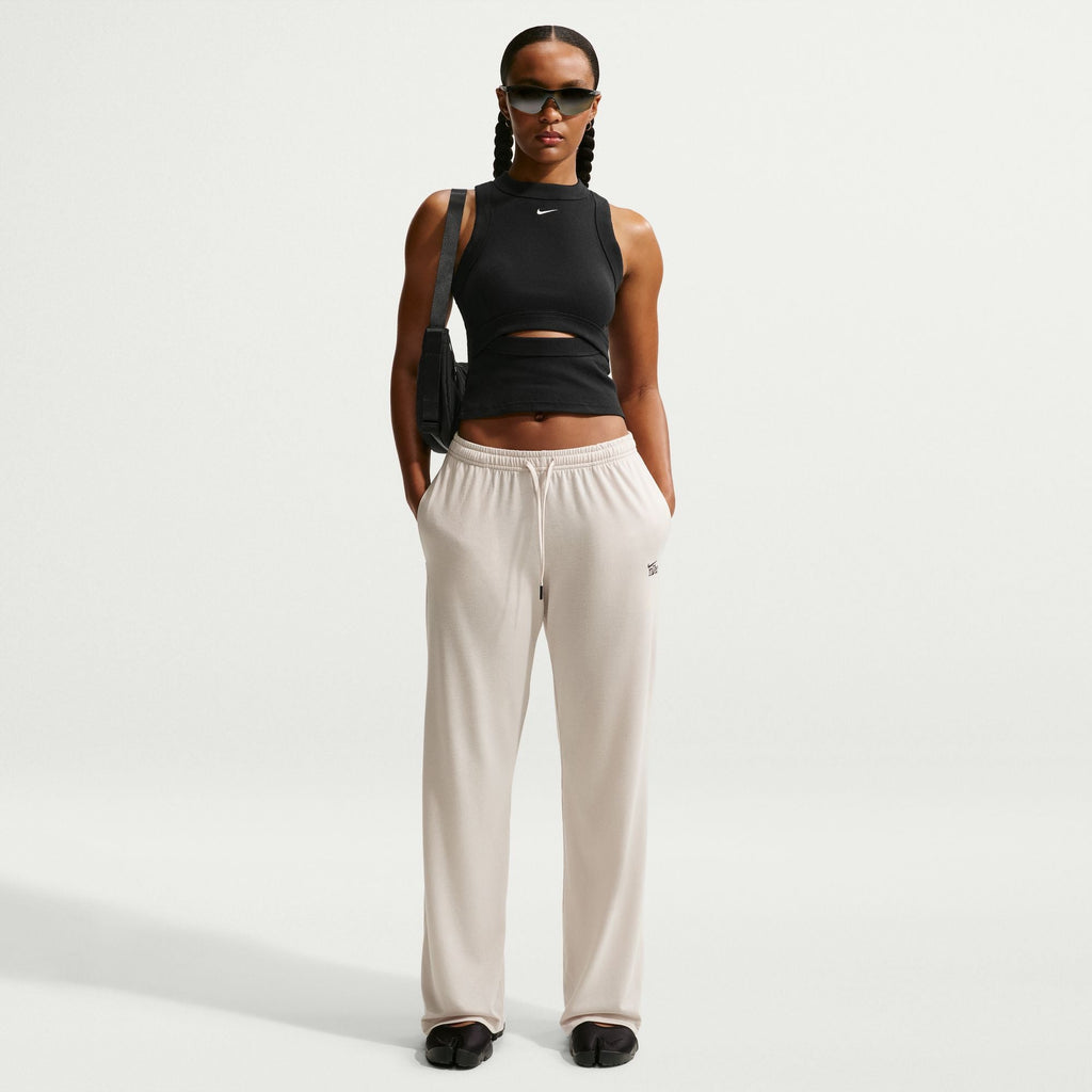Nike Womens Chill Knit Mid Rise Open Hem Pants - Light Orewood