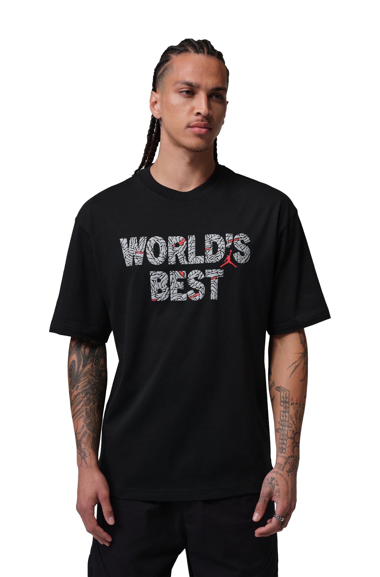 Air Jordan Mens World Best Tee - Black/University Red