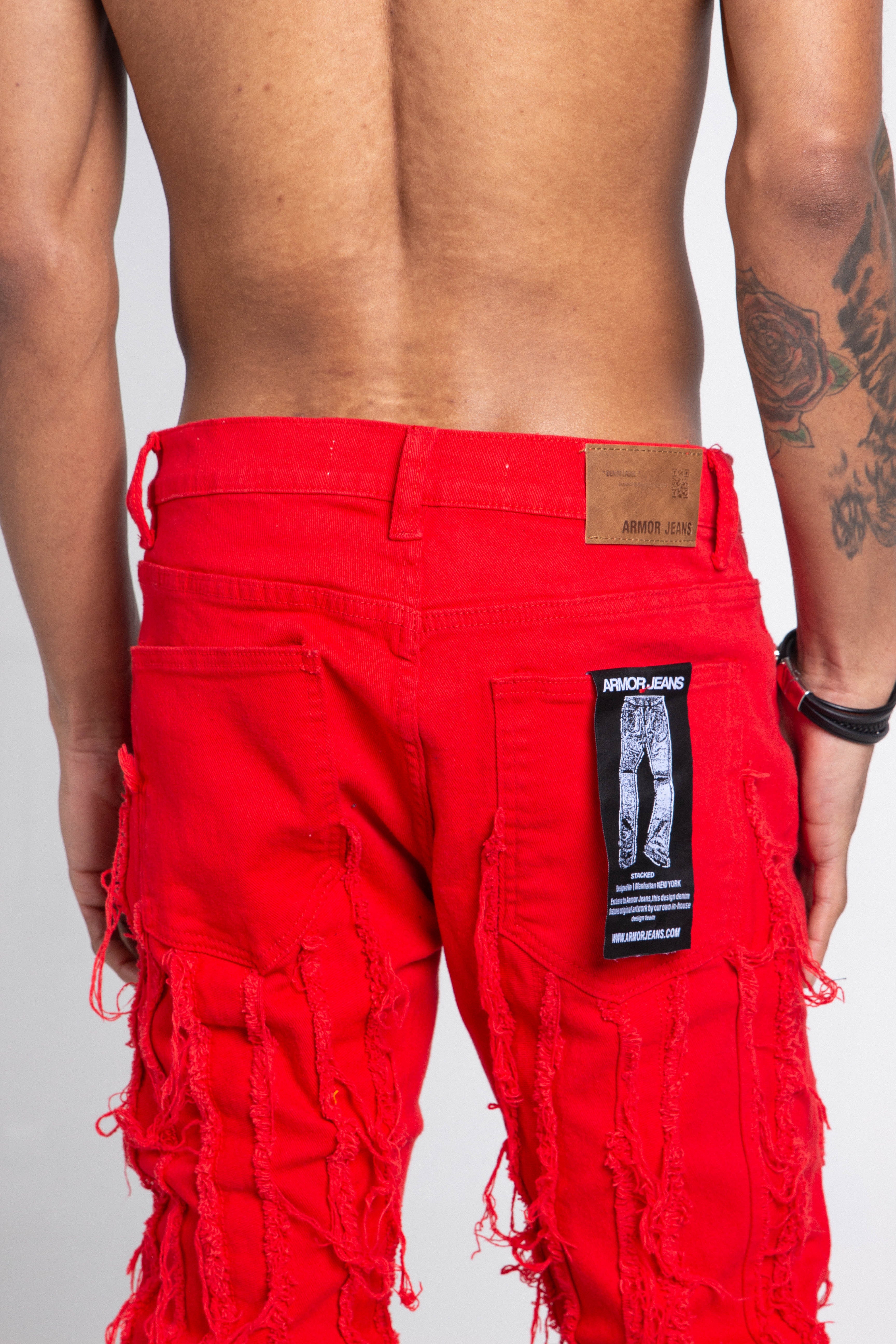 AJ672SK VERTICAL FRAYED STACKED JEANS