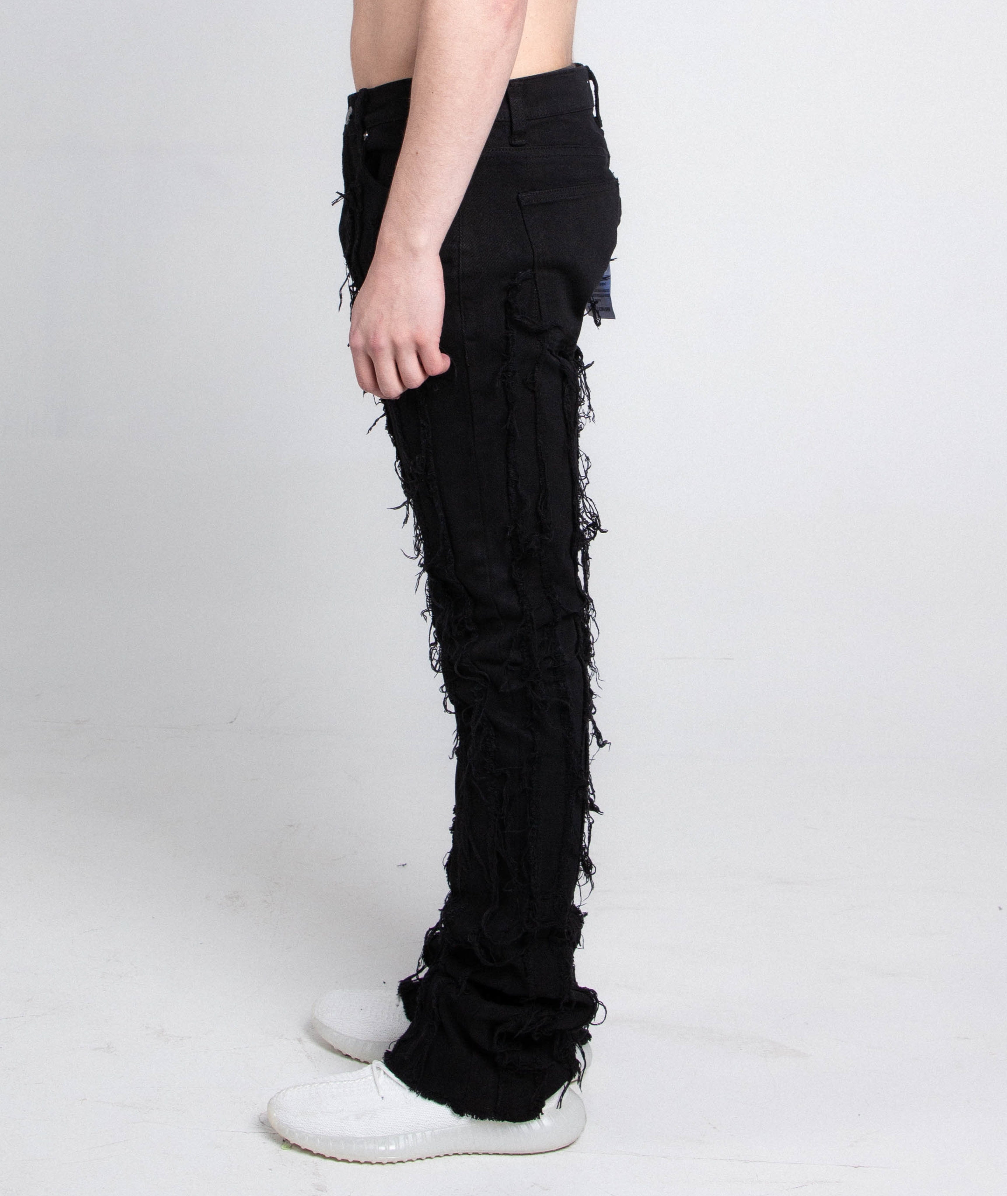 AJ672SK VERTICAL FRAYED STACKED JEANS