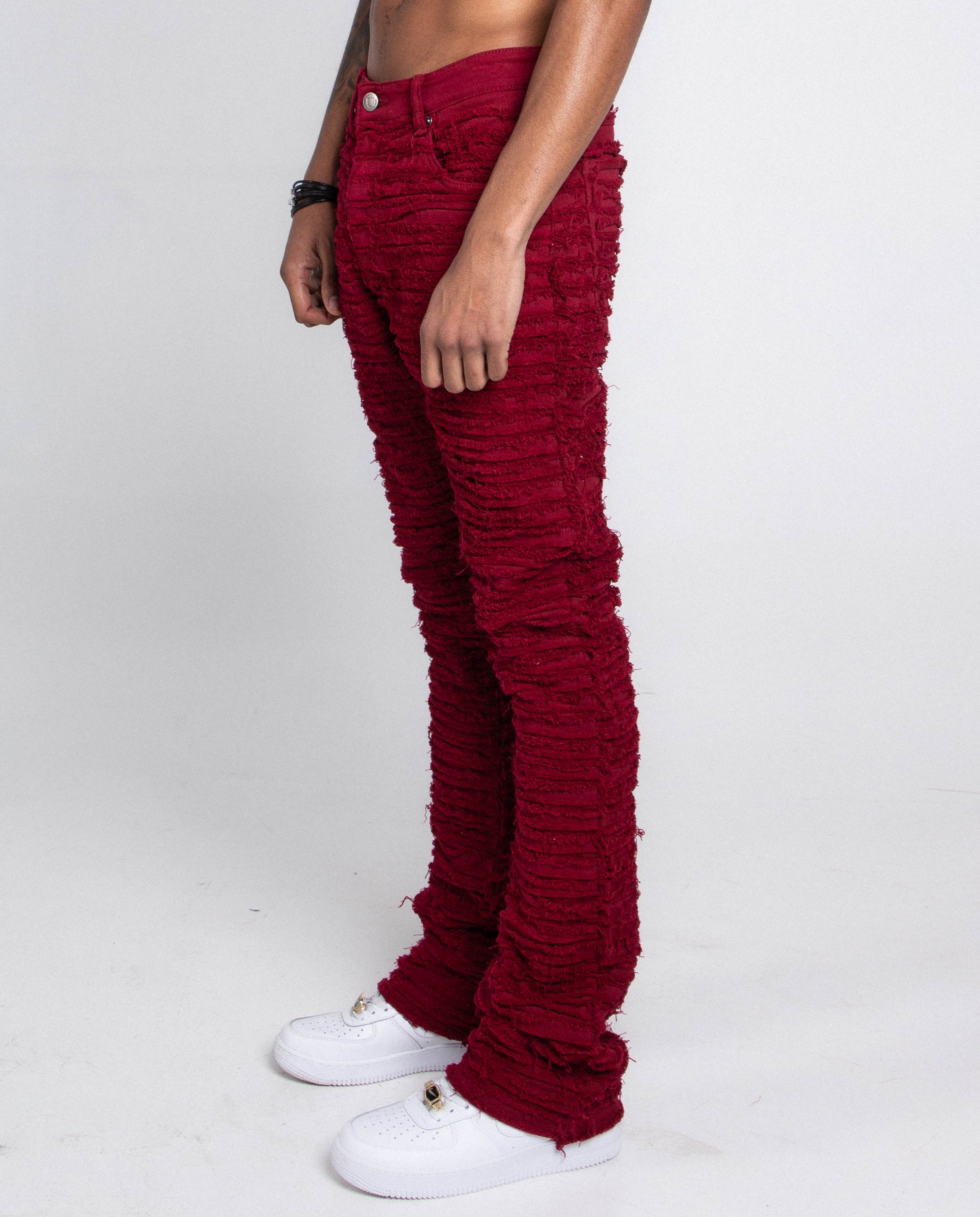 AJS693 Extreme Frayed Stacked Jeans